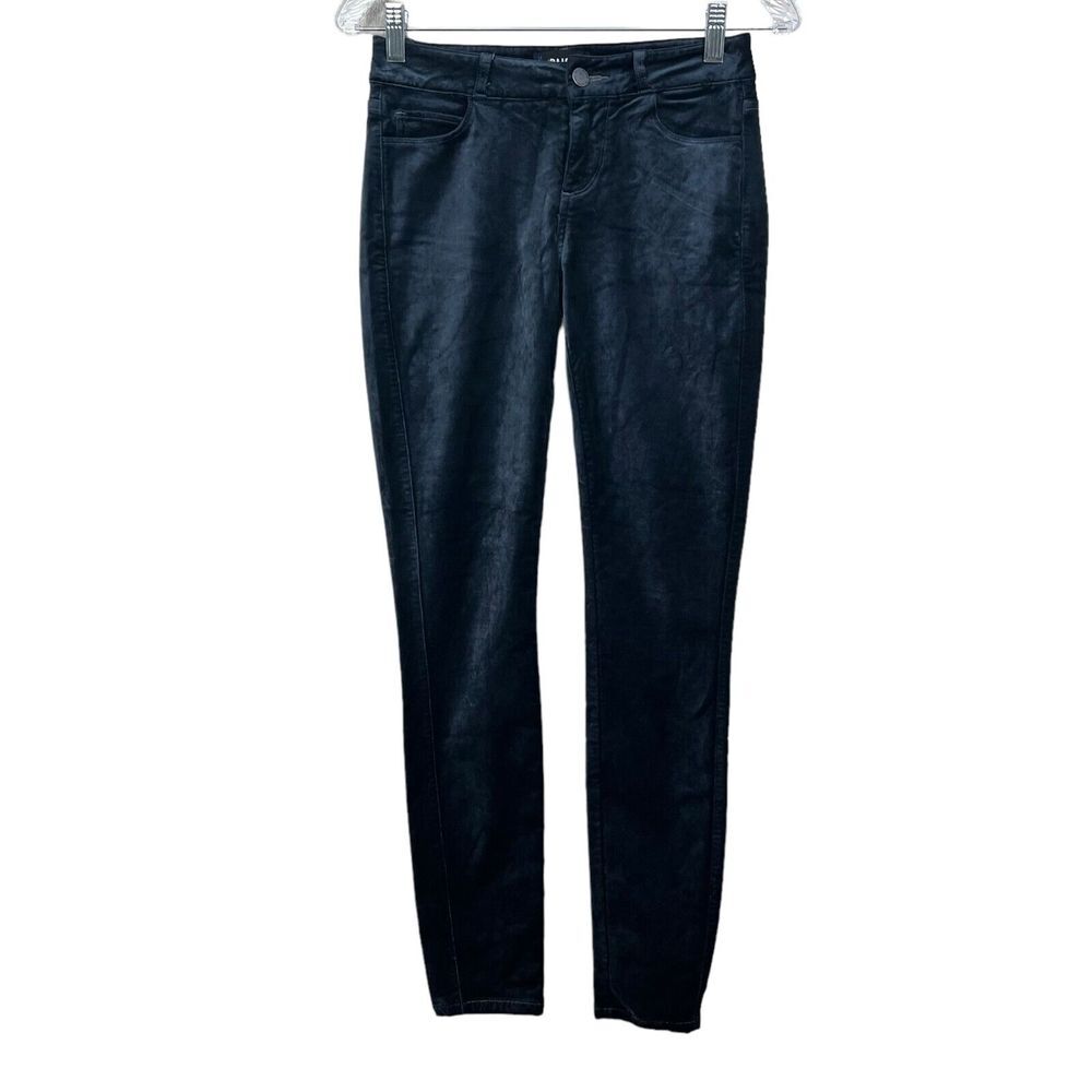 Paige Womens Velvet Pants Verdugo Ultra Skinny Stretch Pockets Zip Blue Size 24*